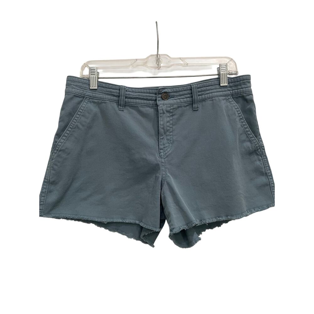 prAna Sancho Short Slate Blue Raw Hem Organic Cotton Chino Shorts Women's 10